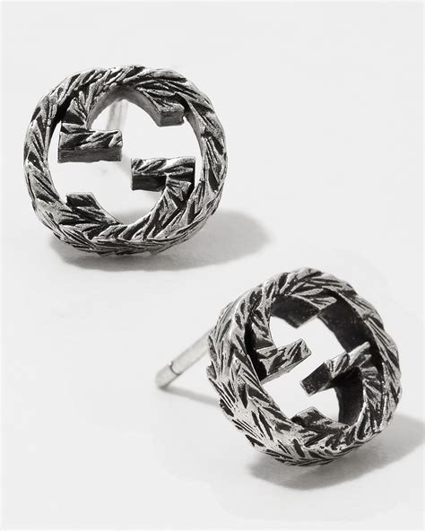 gucci sterling silver interlocking g motif stud earrings|gucci silver dangling earrings.